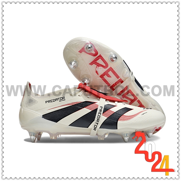 Adidas Zapatos de Futbol 25 Predator Elite Tongue SG Blanco/Negro/Rojo