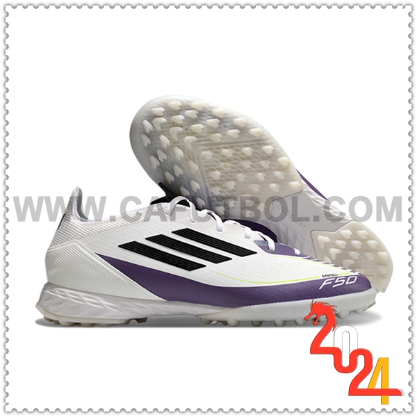 Adidas Zapatos de Futbol F50 PRO TF Blanco/Violeta/Negro