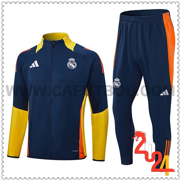 Chandal Futbol Chaquetas Real Madrid Azul/Amarillo/Naranja 2024 2025