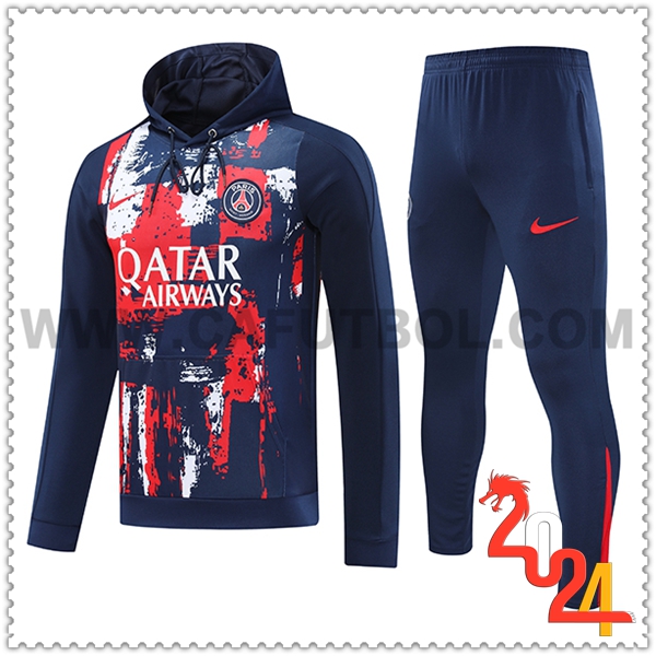 Sudadera Con Capucha Chandal PSG Azul/Rojo 2024 2025