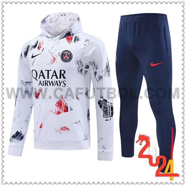 Sudadera Con Capucha Chandal PSG Blanco 2024 2025