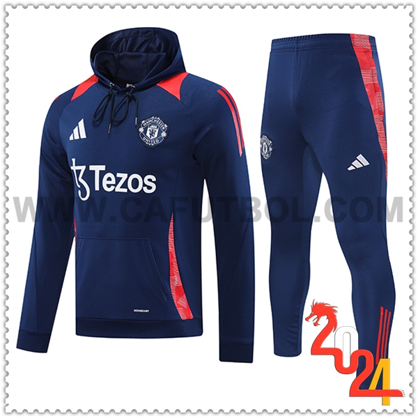 Sudadera Con Capucha Chandal Manchester United Azul/Naranja 2024 2025