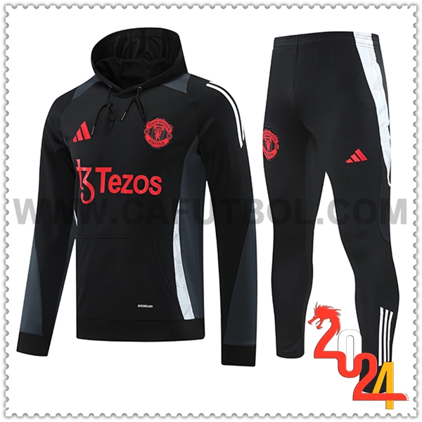 Sudadera Con Capucha Chandal Manchester United Negro 2024 2025
