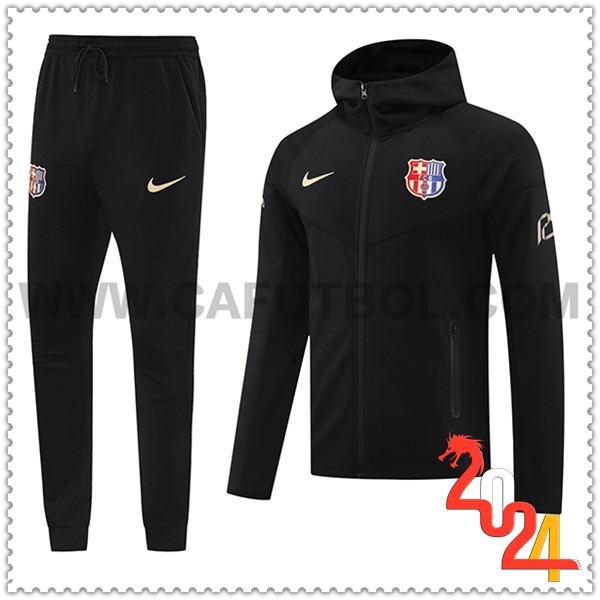 Chaquetas Con Capucha Chandal FC Barcelona Negro 2024 2025