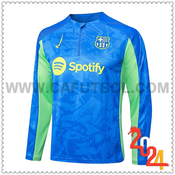 Sudadera de Entrenamiento FC Barcelona Azul/Verde 2024 2025