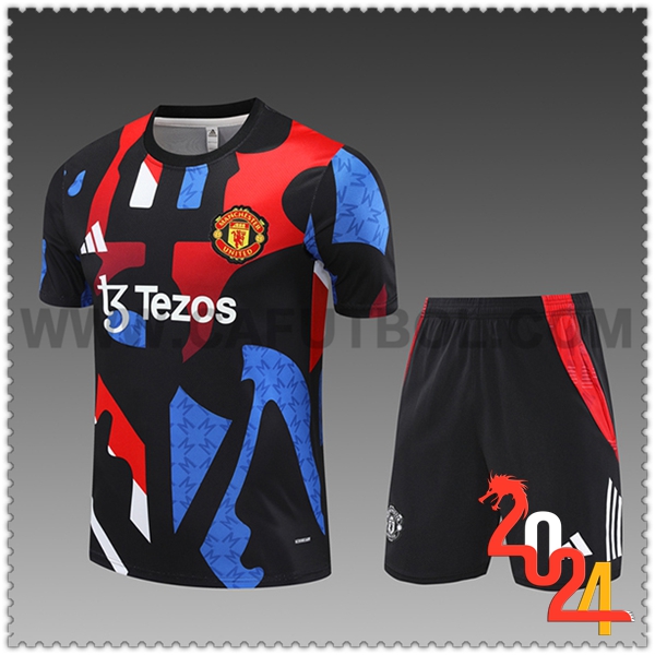 Camiseta Entrenamiento Manchester United Ninos Negro/Azul/Rojo 2024 2025