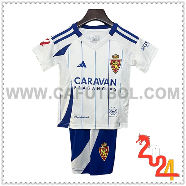 Primera Equipacion del Real Zaragoza Ninos 2024 2025
