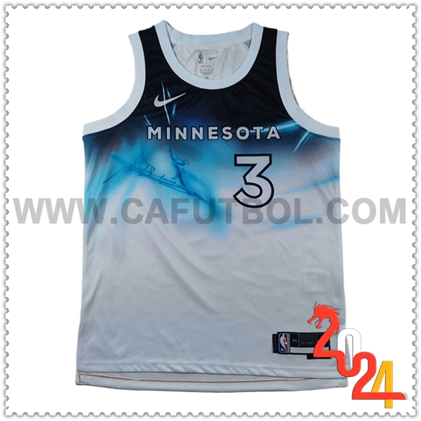 Camisetas Minnesota Timberwolves (McDANIELS #3) 2024/25 Blanco/Azul -03