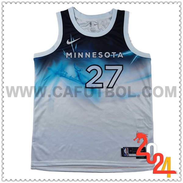 Camisetas Minnesota Timberwolves (GOBERT #27) 2024/25 Blanco/Azul -04