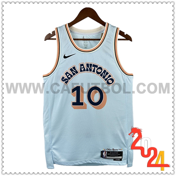 Camisetas San Antonio Spurs (SOCHAN #10) 2024/25 Blanco/Naranja/Negro