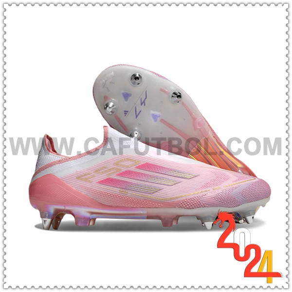 Adidas Zapatos de Futbol F50 Elite Laceless SG Rosa/Blanco