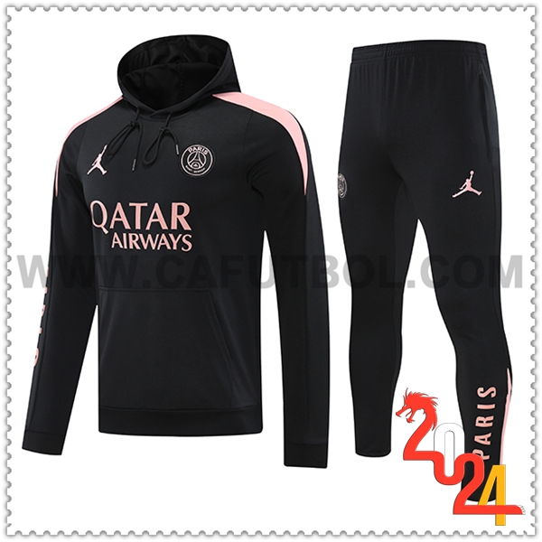 Chaqueta Con Capucha Chandal PSG Negro/Rosa 2024 2025