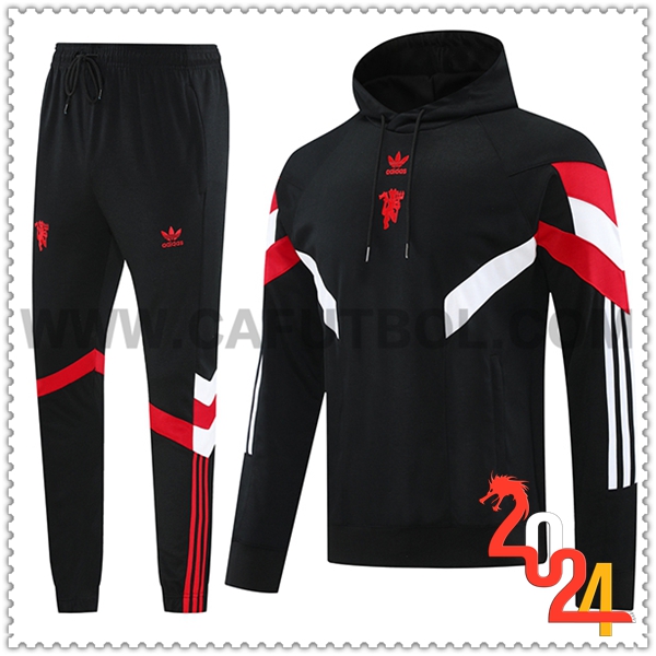 Chaqueta Con Capucha Chandal Manchester United Negro/Rojo/Blanco 2024 2025
