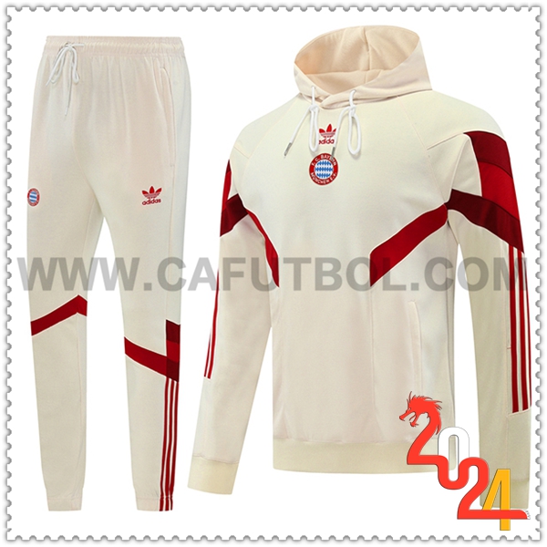 Chaqueta Con Capucha Chandal Bayern Munich Beige/Rojo 2024 2025