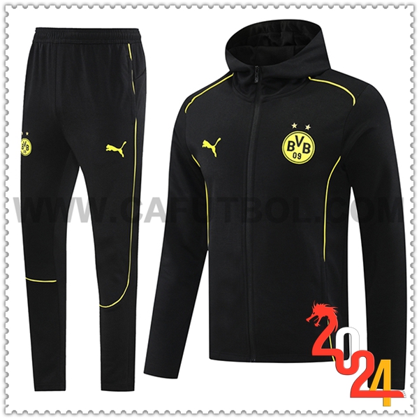 Chaqueta Con Capucha Chandal Dortmund Negro/Amarillo 2024 2025
