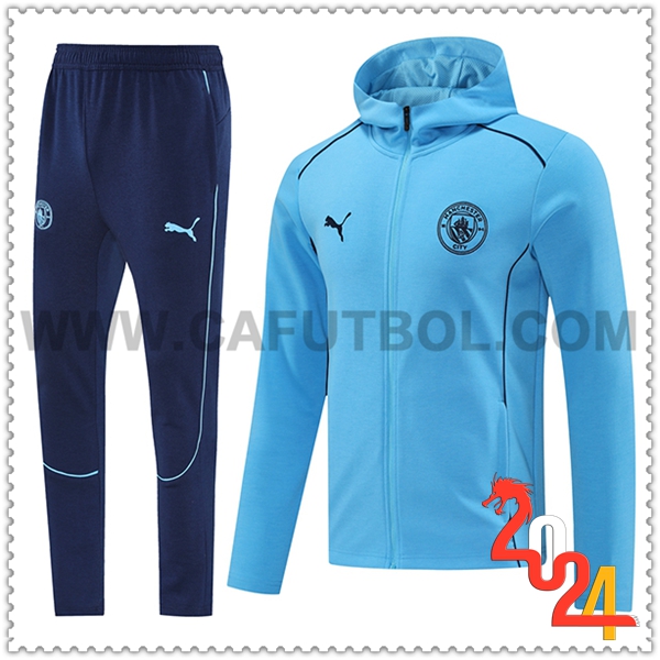 Chaqueta Con Capucha Chandal Manchester City Azul 2024 2025