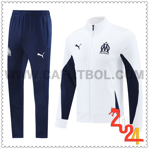 Chandal Chaquetas Futbol Marsella Blanco/Azul 2024 2025