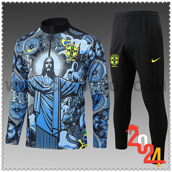 Chandal Futbol Brasil Ninos Negro/Azul 2024 2025