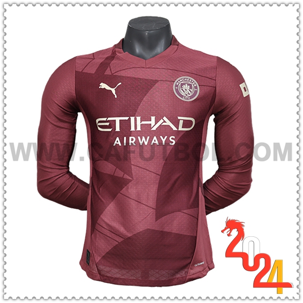 Tercero Camiseta Futbol Manchester City Mangas largas 2024 2025