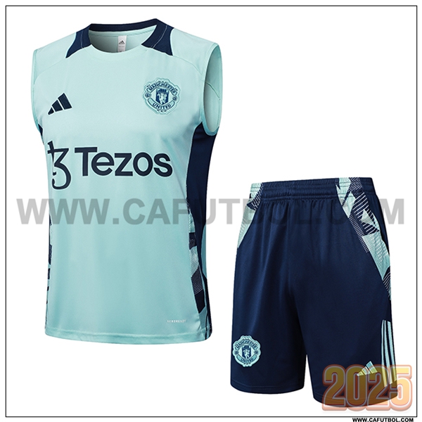 Camiseta Entrenamiento sin mangas Manchester United Verde/Azul 2025 2026