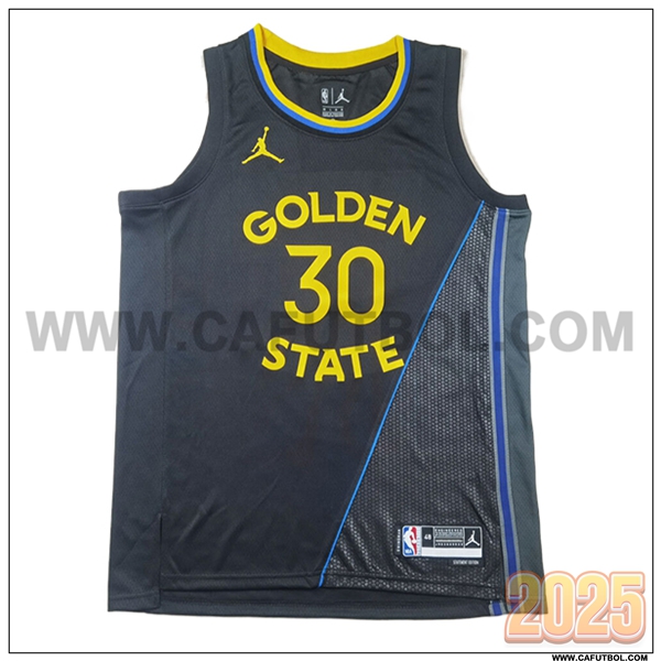 Camisetas Golden State Warriors (CURRY #30) 2025/26 Negro/Gris/Amarillo