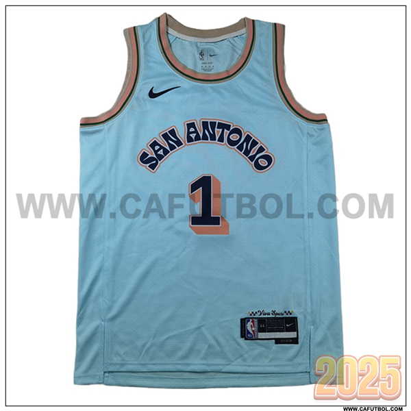 Camisetas San Antonio Spurs (WEMBANYAMA #1) 2025/26 Azul/Naranja