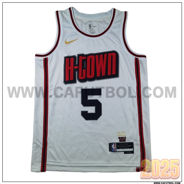 Camisetas Houston Rockets (VANVLEET #5) 2025/26 Blanco/Rojo/Negro