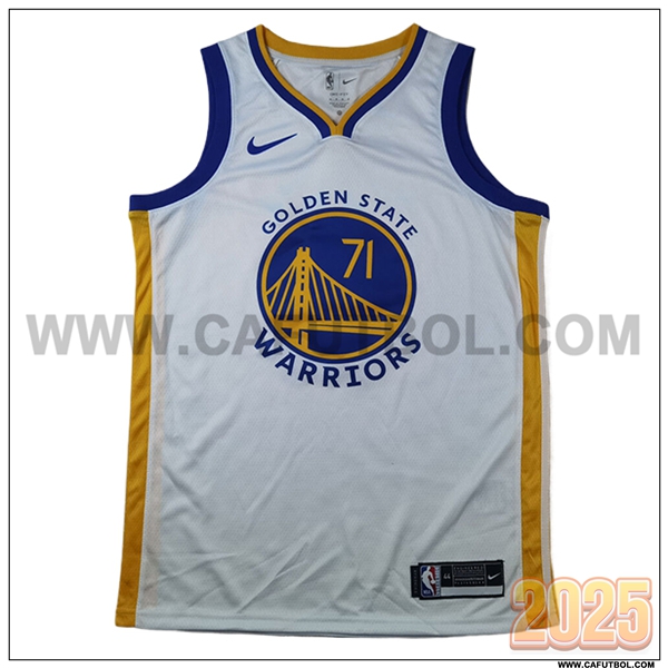 Camisetas Golden State Warriors (SCHRODER #71) 2025/26 Blanco/Azul/Amarillo