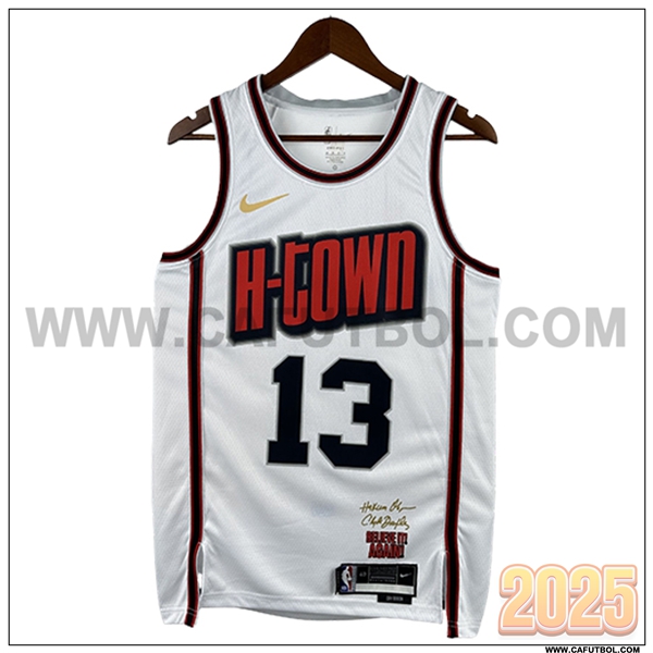 Camisetas Houston Rockets (HARDEN #13) 2025/26 Blanco/Rojo/Negro