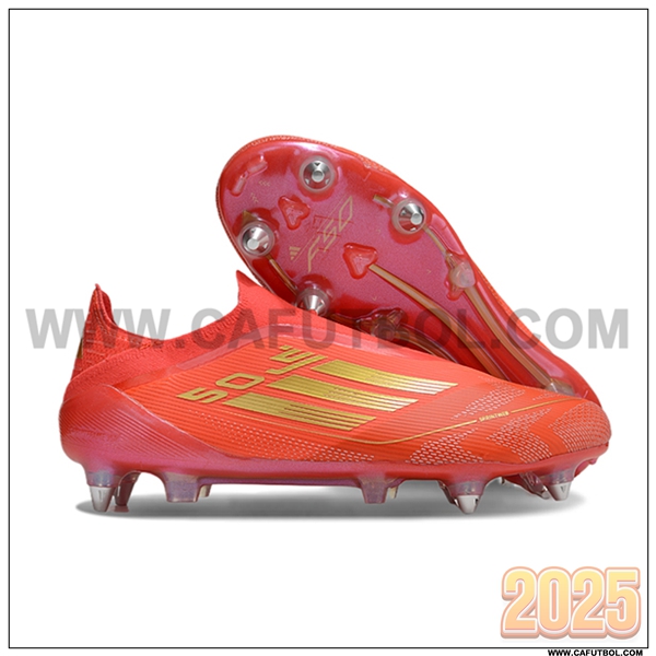 Adidas Zapatos de Futbol F50 Elite Laceless SG Naranja/Rosa/Amarillo