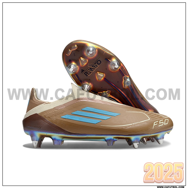 Adidas Zapatos de Futbol F50 Elite Laceless SG Marrón/Azul