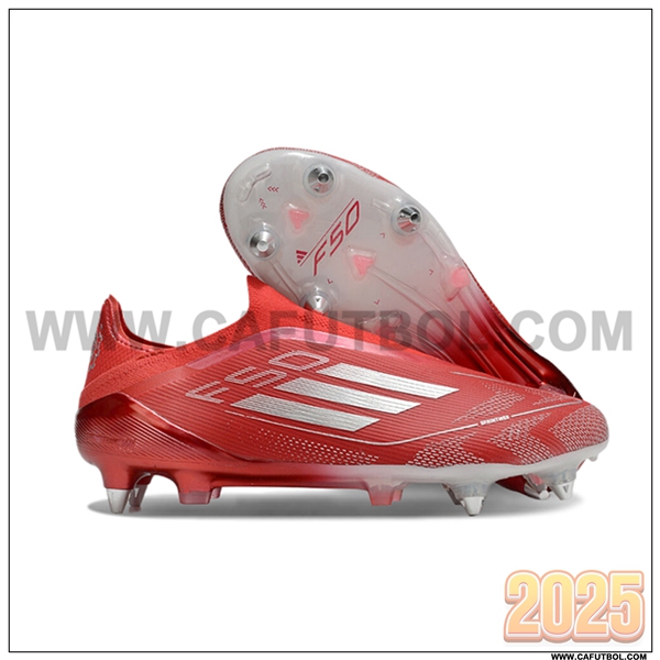 Adidas Zapatos de Futbol F50 Elite Laceless SG Rojo/Gris