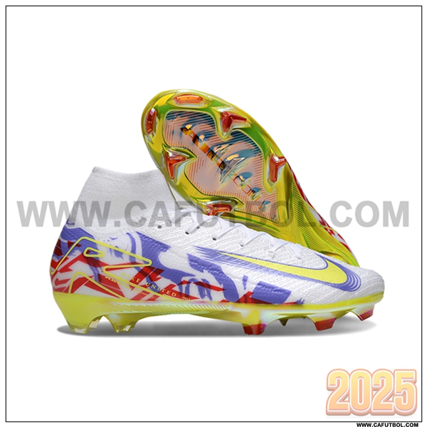 Nike Zapatos de Futbol Air Zoom Mercurial Superfly IIX Elite FG Blanco/Violeta/Amarillo