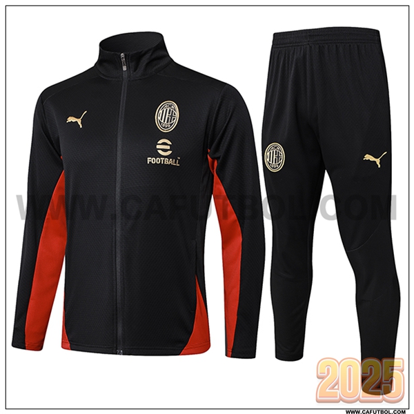 Chandal Chaquetas Futbol AC Milan Negro/Rojo 2025 2026