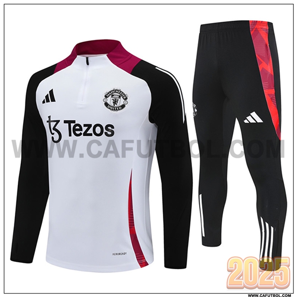 Chandal Futbol Manchester United Blanco/Negro/Rojo 2025 2026