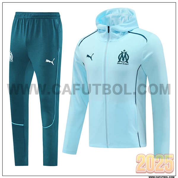 Chaqueta Con Capucha Chandal Rompevientos Marsella Azul Claro 2025 2026