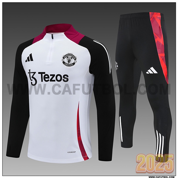 Chandal Futbol Manchester United Ninos Blanco/Negro/Rojo 2025 2026