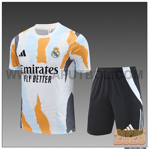 Camiseta Entrenamiento Real Madrid Ninos Blanco/Naranja/Gris/Azul 2025 2026