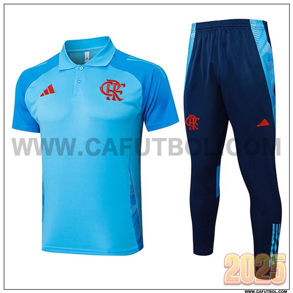 Camiseta Polo Flamengo Azul Claro 2025 2026