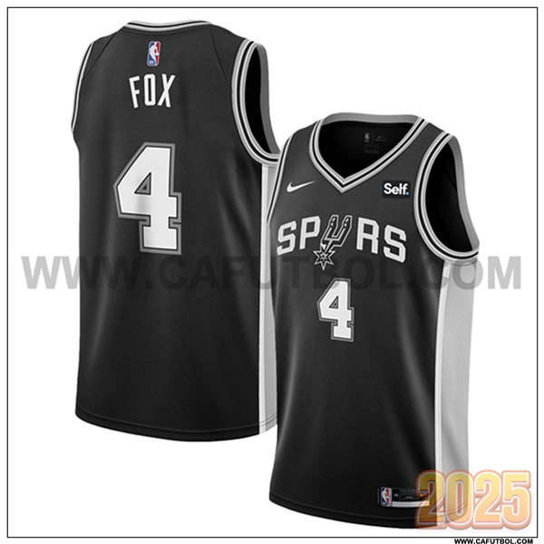 Camisetas San Antonio Spurs (FOX #4) 2025/26 Negro/Gris/Blanco