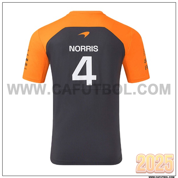 Camiseta de manga corta McLaren (NORRIS #4) F1 Team Negro/Naranja 2025