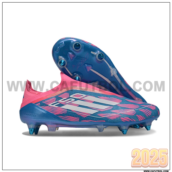 Adidas Botas De Fútbol F50 Elite Laceless SG Azul/Rosa/Blanco