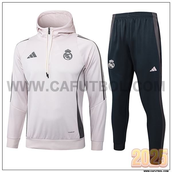 Chaqueta Con Capucha Chandal Real Madrid Rosa/Gris 2025 2026