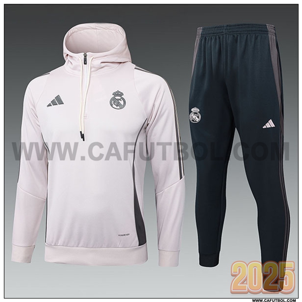 Chaqueta Con Capucha Chandal Real Madrid Ninos Rosa/Gris 2025 2026