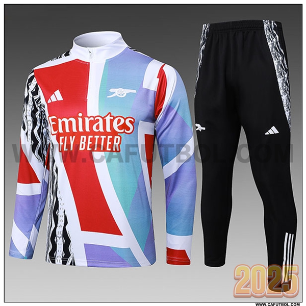 Chandal de Futbol Arsenal Ninos Blanco/Rojo/Azul 2025 2026