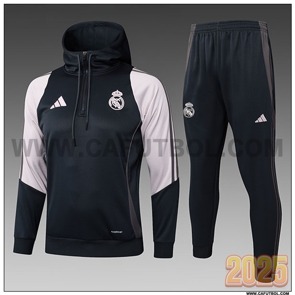 Chaqueta Con Capucha Chandal Real Madrid Ninos Gris Oscuro 2025 2026