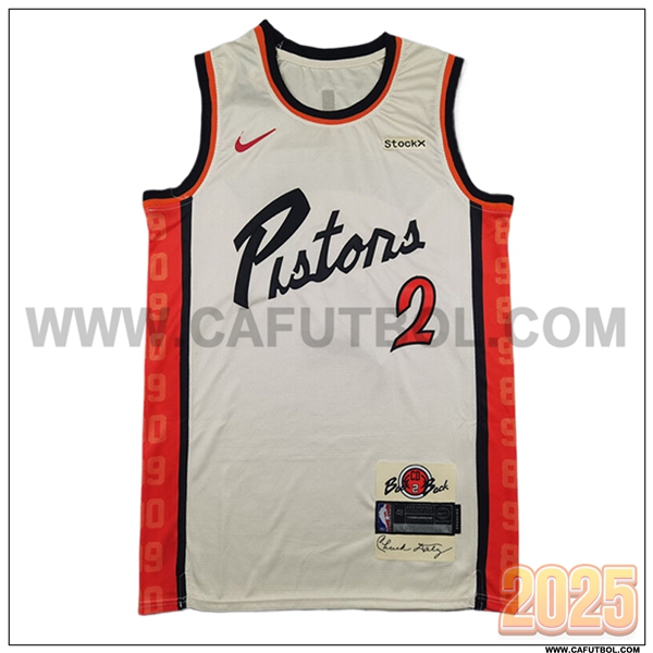 Camisetas NBA Detroit Pistons (CUNNINGHAM #2) 2025/26 Beige/Naranja/Negro