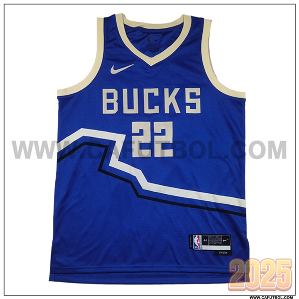 Camisetas NBA Milwaukee Bucks (MIDDLETON #22) 2025/26 Azul/Blanco