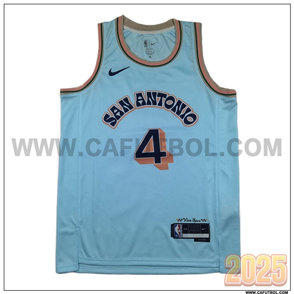 Camisetas NBA San Antonio Spurs (FOX #4) 2025/26 Azul/Naranja