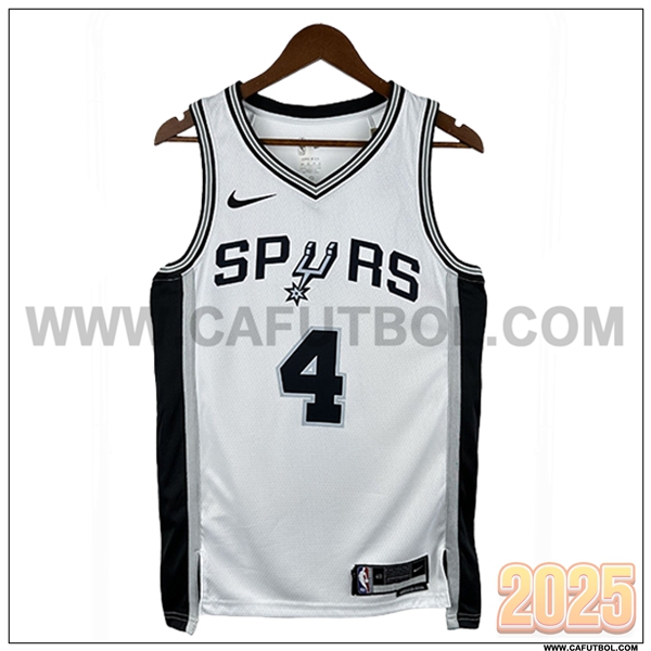 Camisetas NBA San Antonio Spurs (FOX #4) 2025/26 Blanco/Negro